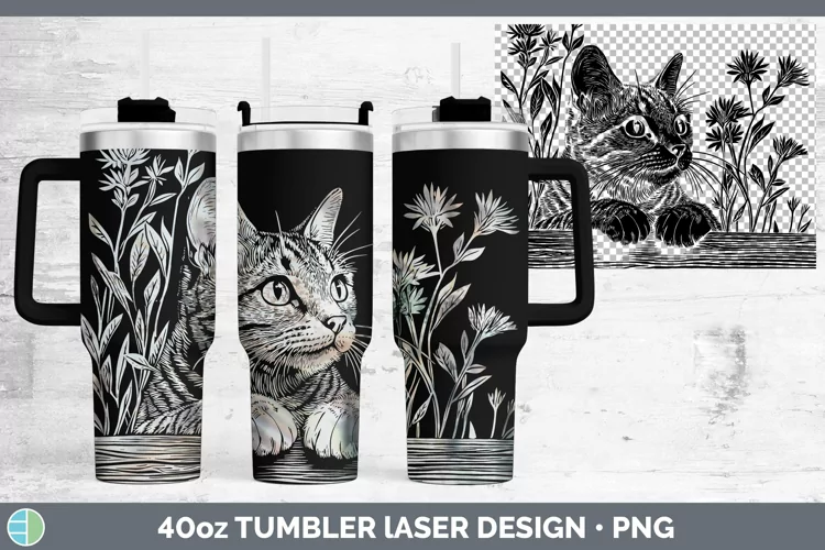 Cottage Bengal Cat Laser 40oz Tumbler Sublimation Tumbler De