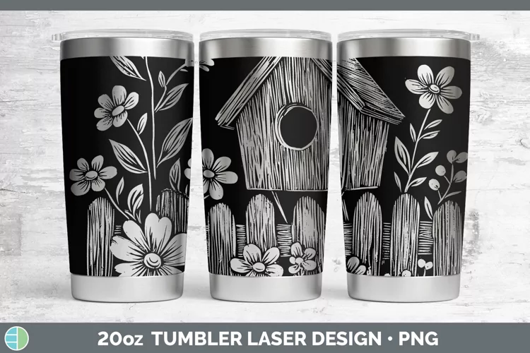 Cottage Birdhouse Laser 20oz Tumbler Sublimation Tumbler Des