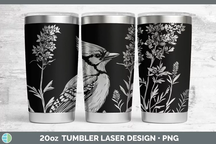 Cottage Birds Blue Jay Laser 20oz Tumbler Sublimation Tumble