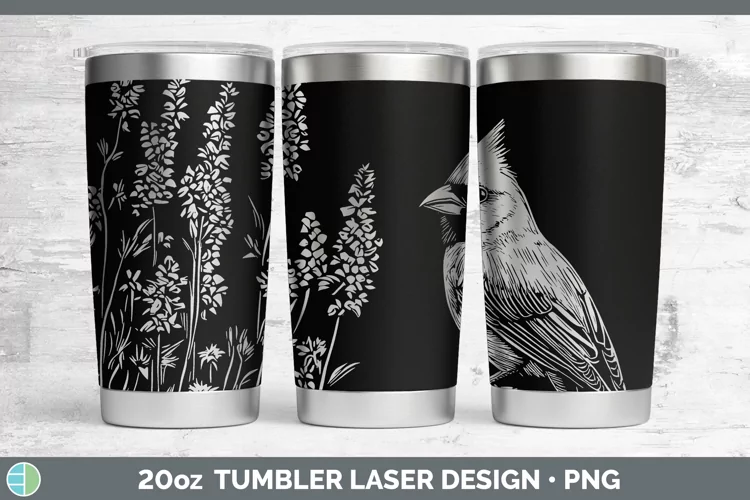 Cottage Birds Cardinal Laser 20oz Tumbler Sublimation Tumble
