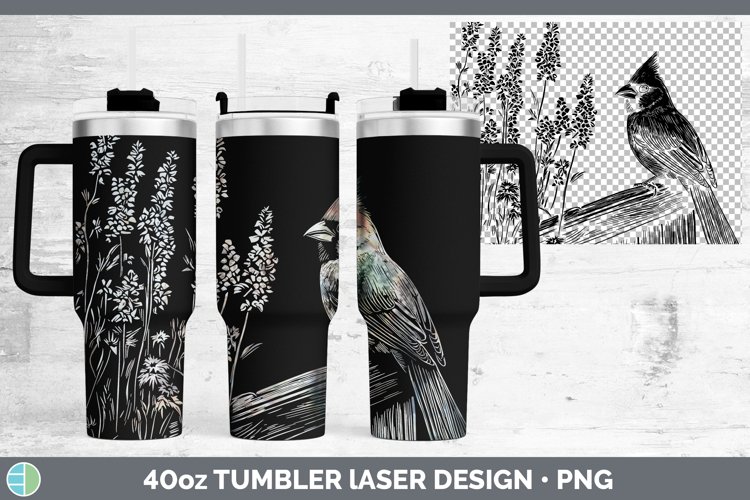 Cottage Birds Cardinal Laser 40oz Tumbler Sublimation Tumble