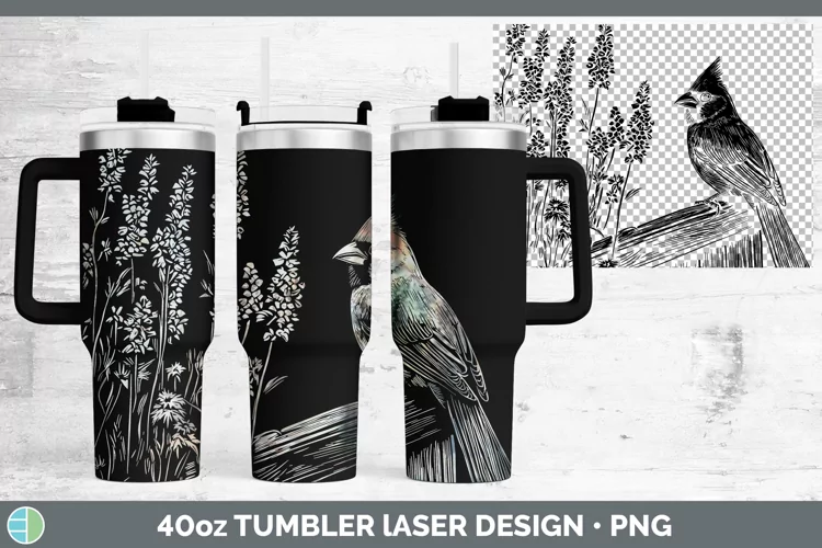 Cottage Birds Cardinal Laser 40oz Tumbler Sublimation Tumble
