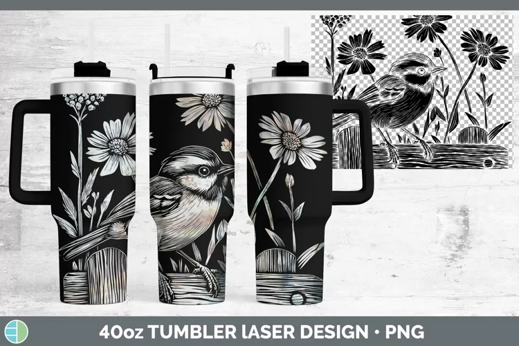 Cottage Birds Chickadee Laser 40oz Tumbler Sublimation Tumbl