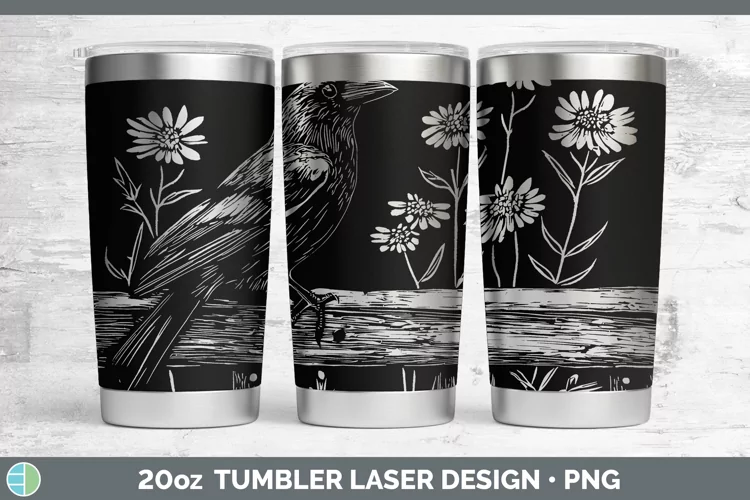 Cottage Birds Crow Laser 20oz Tumbler Sublimation Tumbler De