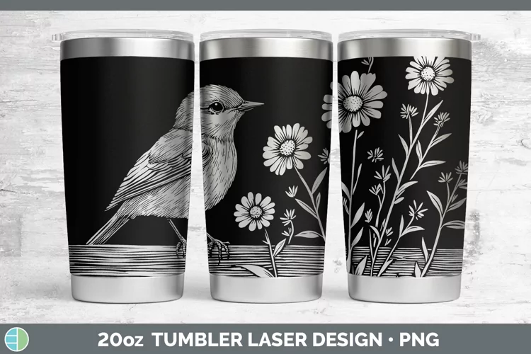 Cottage Birds Eastern Bluebird Laser 20oz Tumbler Sublimatio