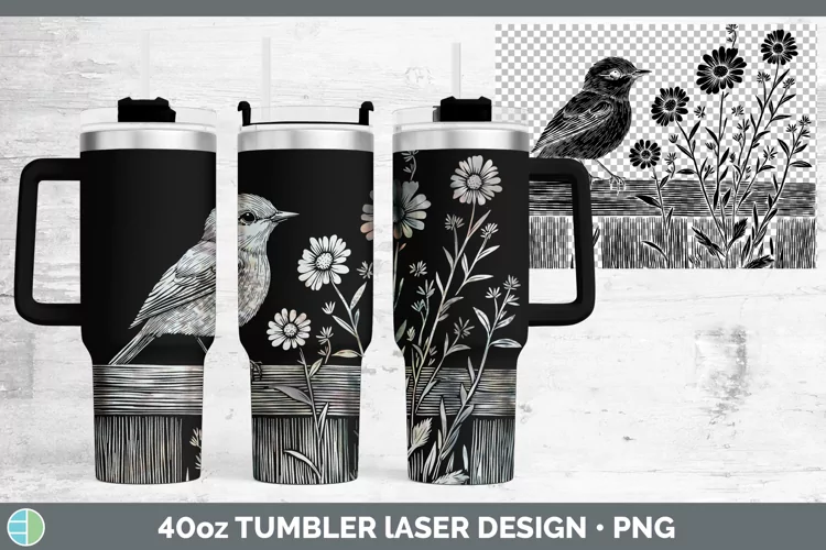 Cottage Birds Eastern Bluebird Laser 40oz Tumbler Sublimatio