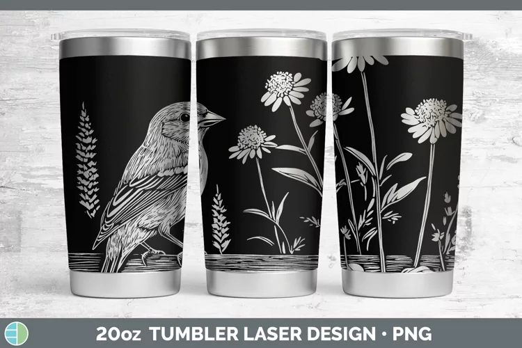 Cottage Birds Finch Laser 20oz Tumbler Sublimation Tumbler D