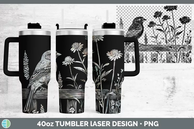 Cottage Birds Finch Laser 40oz Tumbler Sublimation Tumbler D