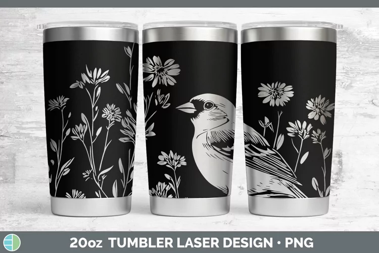 Cottage Birds Goldfinch Laser 20oz Tumbler Sublimation Tumbl