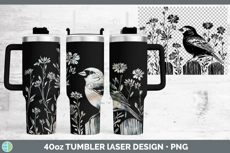 Cottage Birds Goldfinch Laser 40oz Tumbler Sublimation Tumbl