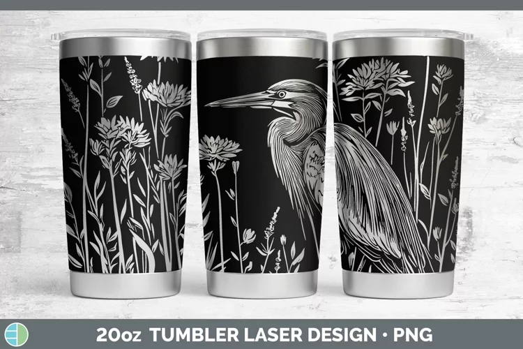 Cottage Birds Great Blue Heron Laser 20oz Tumbler Sublimatio