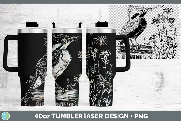 Cottage Birds Kingfisher Laser 40oz Tumbler Sublimation Tumb
