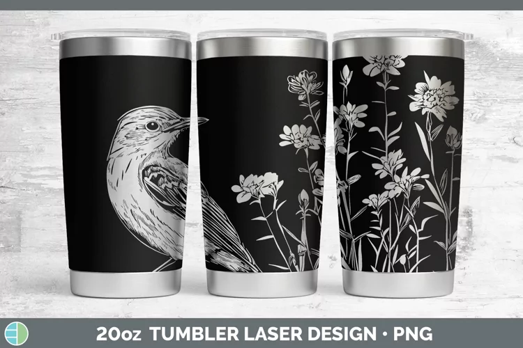 Cottage Birds Mockingbird Laser 20oz Tumbler Sublimation Tum