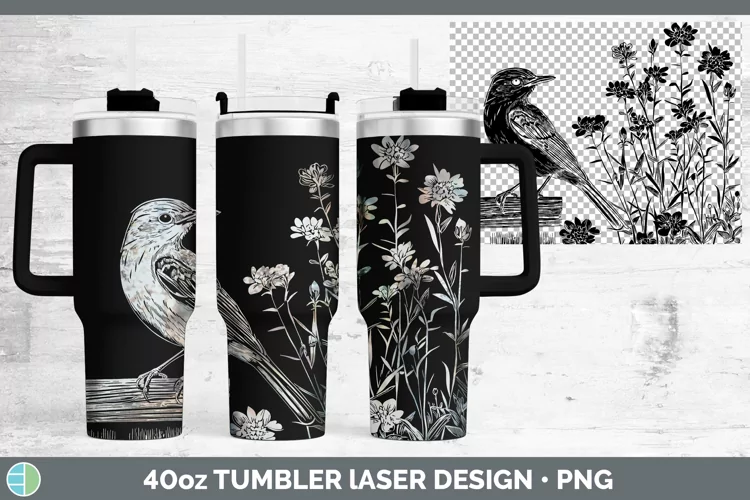 Cottage Birds Mockingbird Laser 40oz Tumbler Sublimation Tum