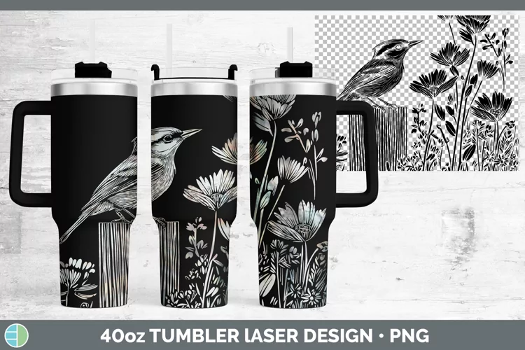 Cottage Birds Nuthatch Laser 40oz Tumbler Sublimation Tumble