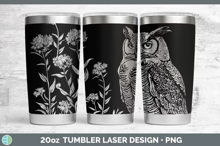 Cottage Birds Owl Laser 20oz Tumbler Sublimation Tumbler Des