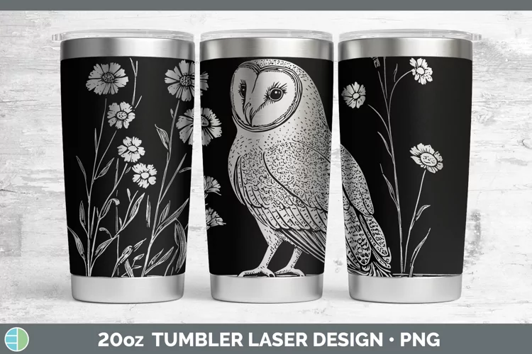 Cottage Birds Owl Laser 20oz Tumbler Sublimation Tumbler Des