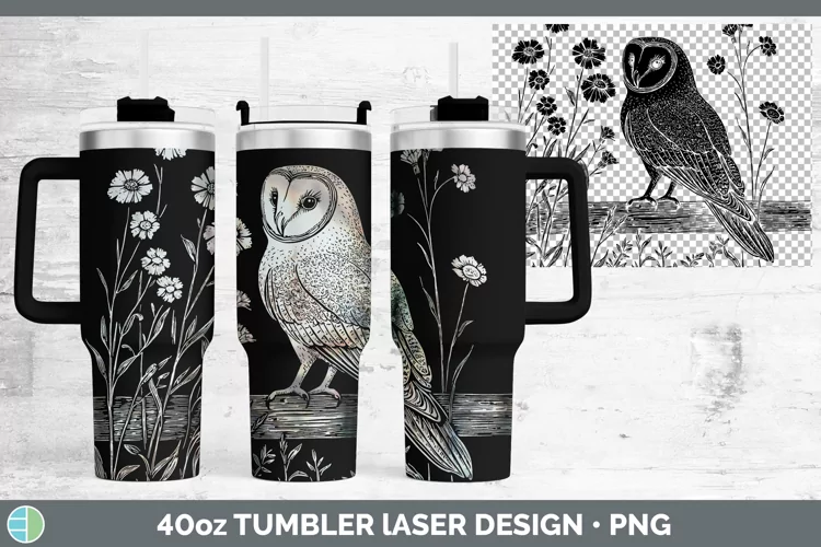 Cottage Birds Owl Laser 40oz Tumbler Sublimation Tumbler Des