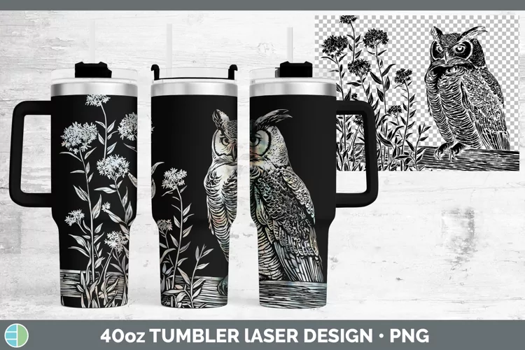 Cottage Birds Owl Laser 40oz Tumbler Sublimation Tumbler Des