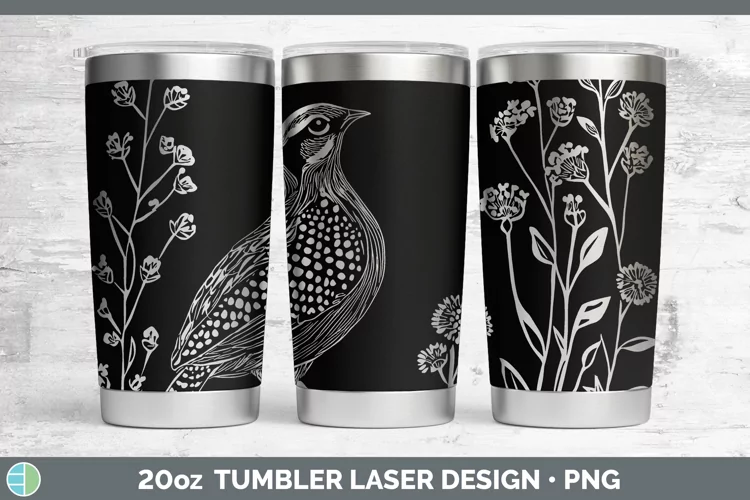 Cottage Birds Quail Laser 20oz Tumbler Sublimation Tumbler D