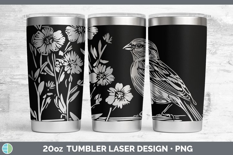 Cottage Birds Snow Bunting Laser 20oz Tumbler Sublimation Tu