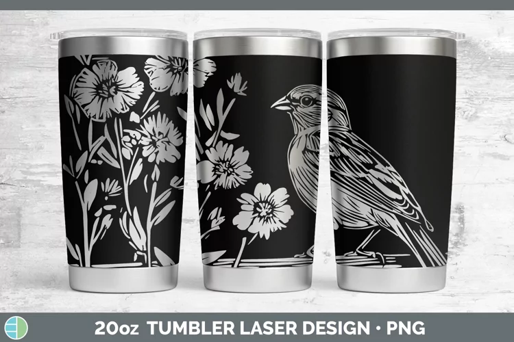 Cottage Birds Snow Bunting Laser 20oz Tumbler Sublimation Tu