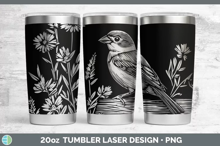 Cottage Birds Sparrow Laser 20oz Tumbler Sublimation Tumbler