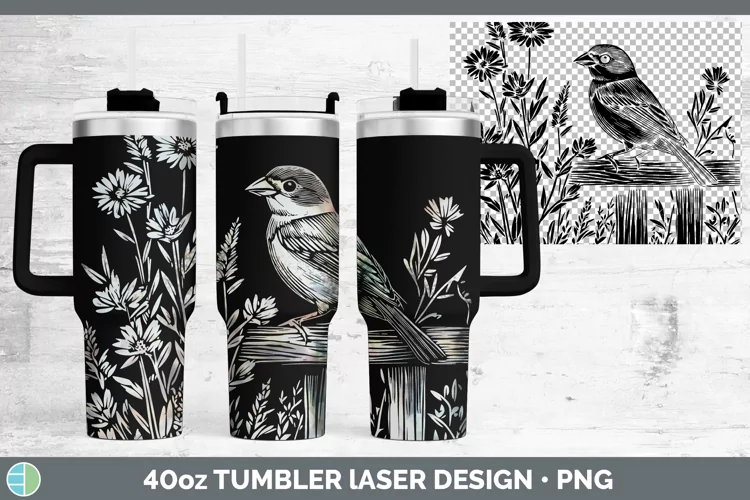 Cottage Birds Sparrow Laser 40oz Tumbler Sublimation Tumbler