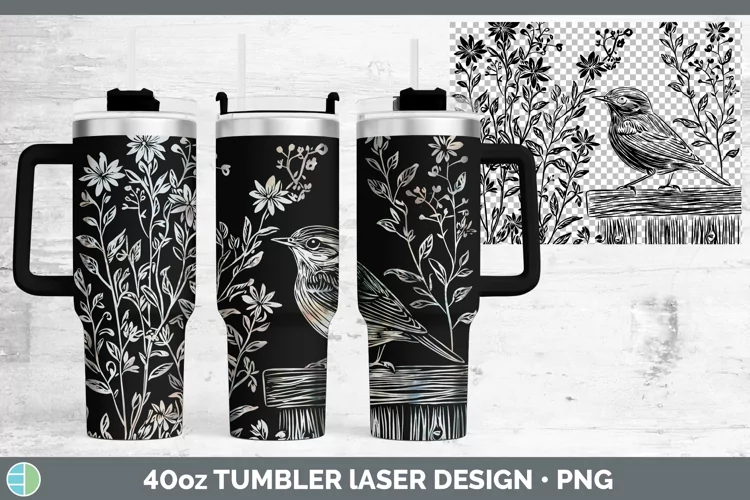 Cottage Birds Warbler Laser 40oz Tumbler Sublimation Tumbler