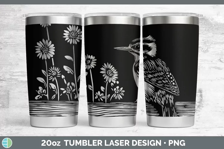 Cottage Birds Woodpecker Laser 20oz Tumbler Sublimation Tumb