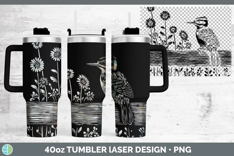 Cottage Birds Woodpecker Laser 40oz Tumbler Sublimation Tumb