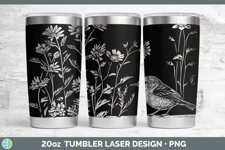 Cottage Birds Wren Laser 20oz Tumbler Sublimation Tumbler De