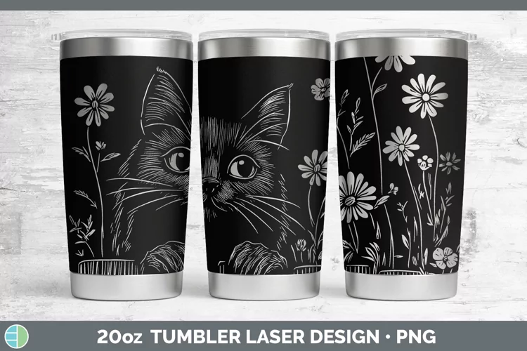 Cottage Black Cat Laser 20oz Tumbler Sublimation Tumbler Des