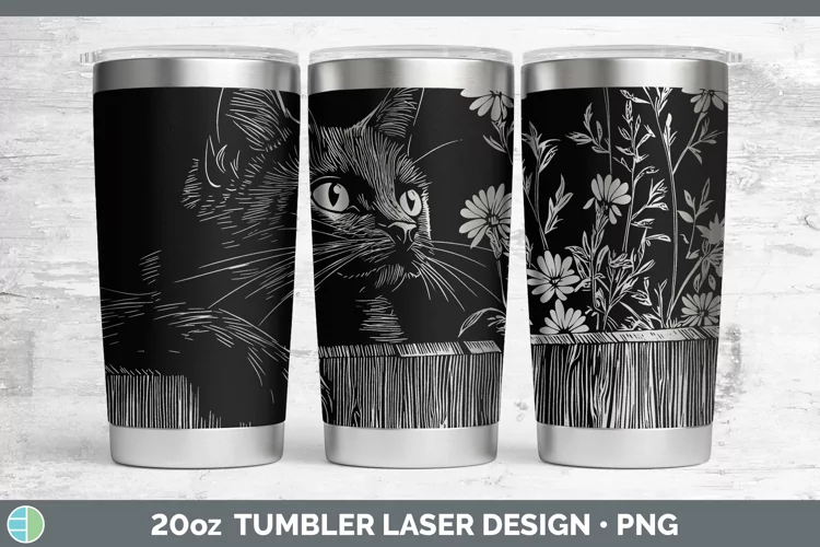 Cottage Black Cat Laser 20oz Tumbler Sublimation Tumbler Des