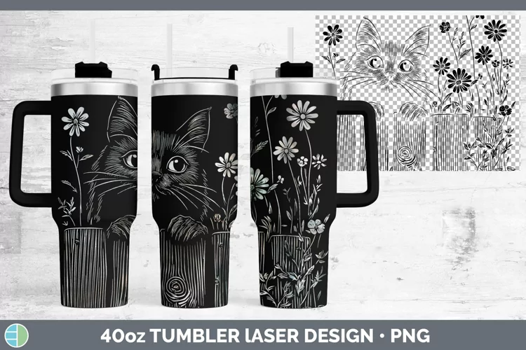 Cottage Black Cat Laser 40oz Tumbler Sublimation Tumbler Des