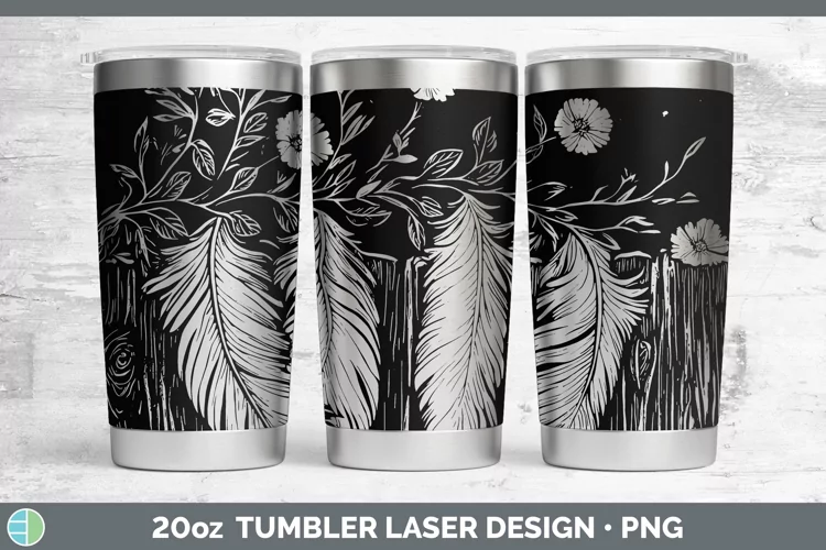 Cottage Boho Feathers Laser 20oz Tumbler Sublimation Tumbler