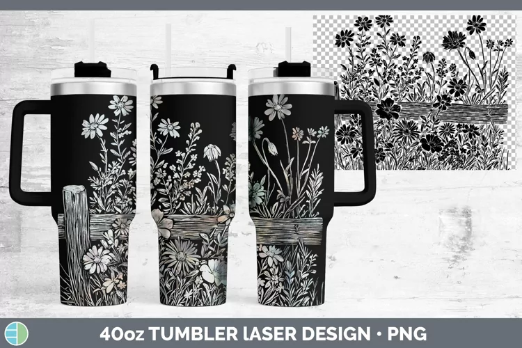 Cottage Boho Florals Laser 40oz Tumbler Sublimation Tumbler