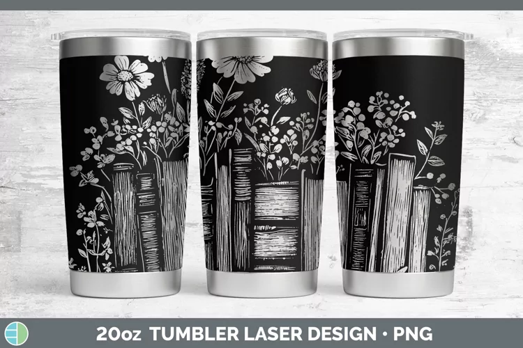 Cottage Book Stack Laser 20oz Tumbler Sublimation Tumbler De