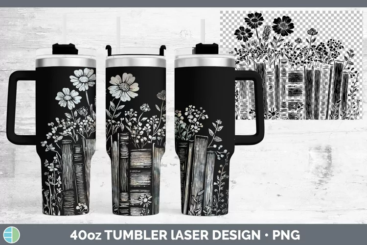 Cottage Book Stack Laser 40oz Tumbler Sublimation Tumbler De