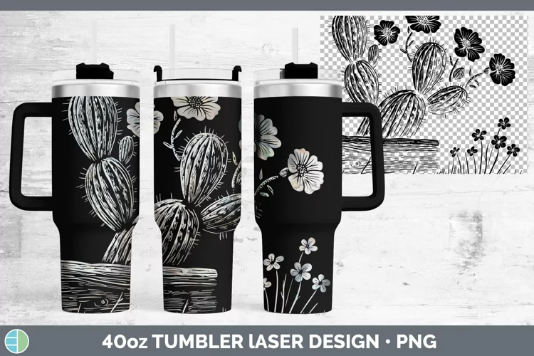 Cottage Cactus Laser 40oz Tumbler Sublimation Tumbler Design