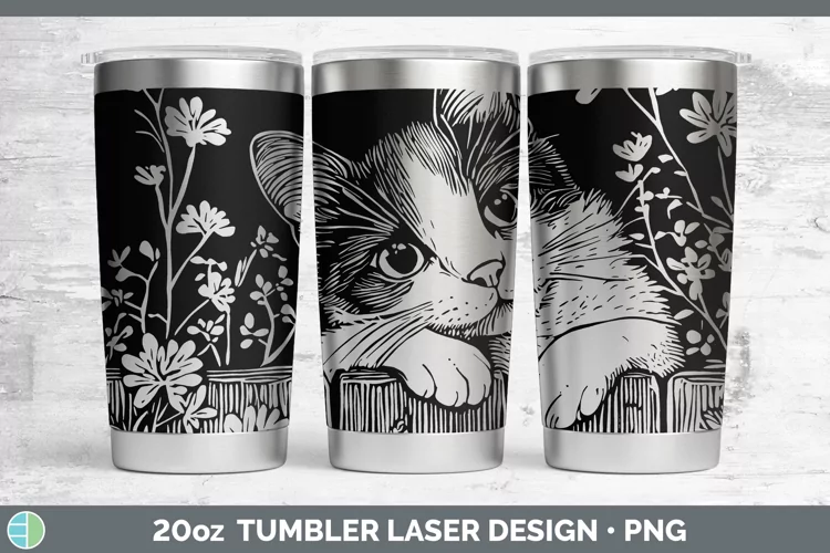 Cottage Calico Cat Laser 20oz Tumbler Sublimation Tumbler De