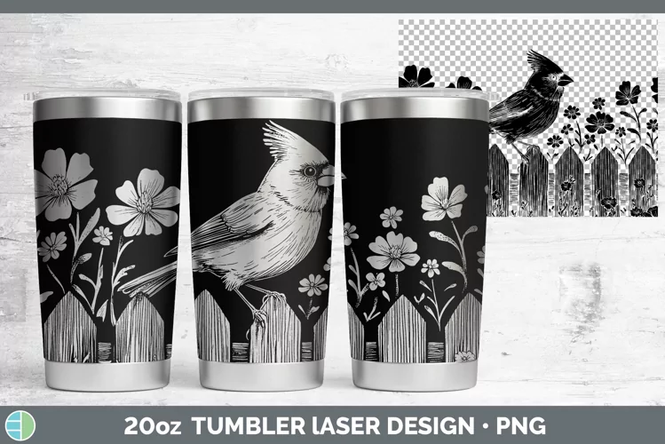 Cottage Cardinal Laser 20oz Tumbler Sublimation Tumbler Desi