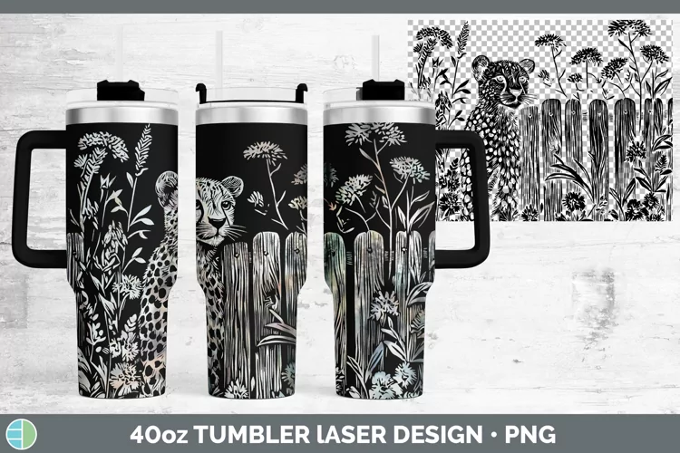 Cottage Cheetah Laser 40oz Tumbler Sublimation Tumbler Desig