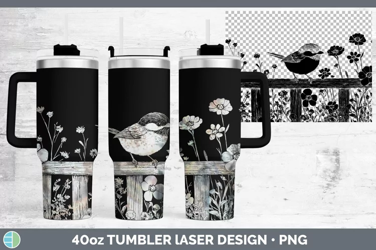 Cottage Chickadee Laser 40oz Tumbler Sublimation Tumbler Des