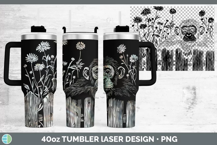 Cottage Chimpanzee Laser 40oz Tumbler Sublimation Tumbler De