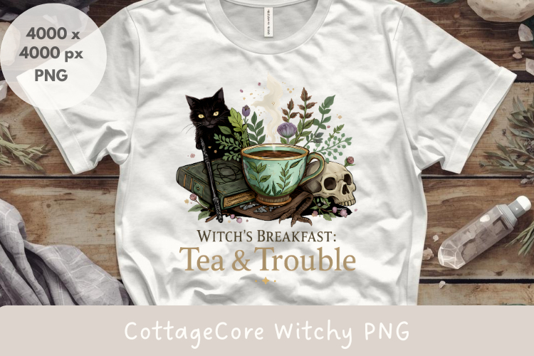 Witch’s Breakfast Tea & Trouble Shirt | Witch Core PNG