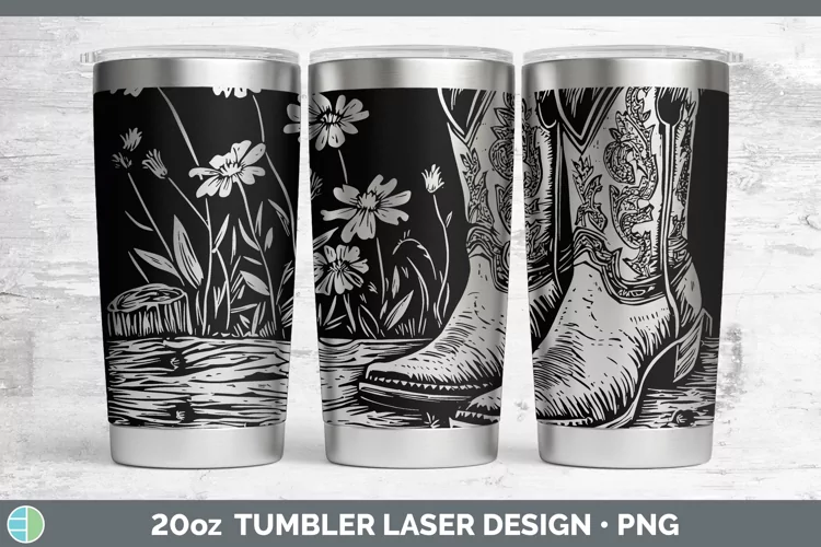Cottage Cowboy Boots Laser 20oz Tumbler Sublimation Tumbler