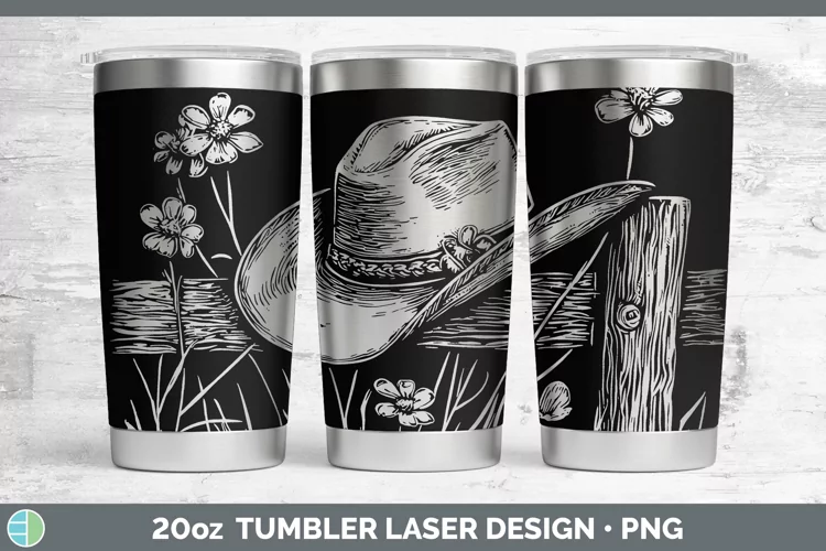 Cottage Cowboy Hat Laser 20oz Tumbler Sublimation Tumbler De