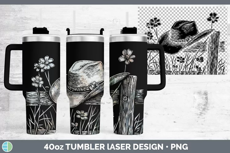 Cottage Cowboy Hat Laser 40oz Tumbler Sublimation Tumbler De