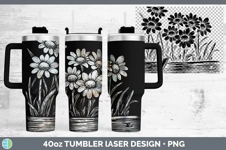 Cottage Daisies Laser 40oz Tumbler Sublimation Tumbler Desig